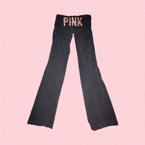 PINK Victoria's Secret Black Fold Over Flare Leggings (ON HOLD DO NOT BUY)